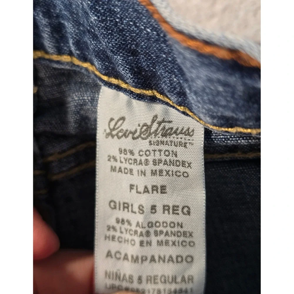 Y2K Levi Strauss Signature Girls 5 Regular Flare Jeans Blue Denim Stretch